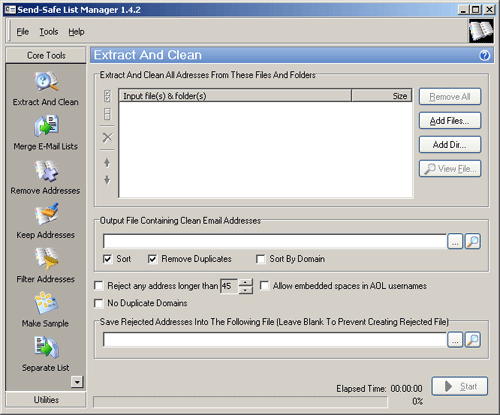 Send-Safe Email List Manager Screenshot